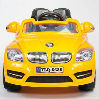   YELLOW 12V BATTERY POWERED KIDS RIDE ON CAR  RC/REMOTE BIG WHEELS