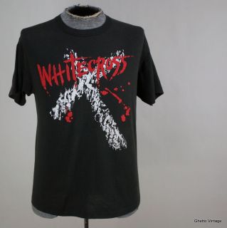 Vtg 80s WHITECROSS Christian Metal Stryper Concert Tour t shirt MEDIUM