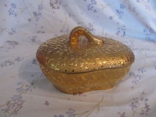 Dixon Art Studio 22 Kt Weeping Bright Gold Hand Decorated Candy Dish 