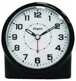 Elgin 3675 Battery Powered Analog (No Ticking) Alarm Clock w/ Auto 