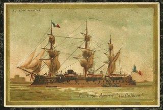 Victorian French Ironclad Frigate Le Colbert Trade Card Au Bon Marche 
