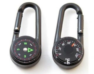 Carabiner with Compass & Thermometer liquid filled Camping Hiking 