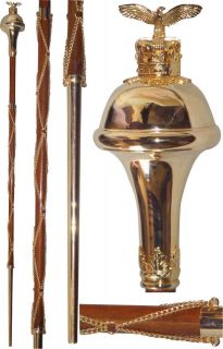 Drum Major Mace, Staff, Stave, Eagle, Brass Finish, Made to Measure 