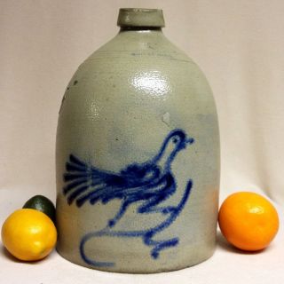 Antique Stoneware 2Gal. WHITES UTICA (NY) Jug w/ Very Nice Cobalt 