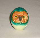 Vintage Italy Colorful Marble Alabaster Owl Paperweight Egg Figure 