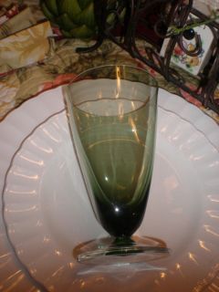   Vintage Mid Century Dark Olive Green Set of 8 Drinking Wine Glasses