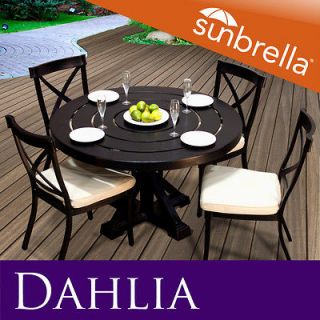 Dahlia Outdoor Cast Aluminum Patio Dining Set W/ Sunbrella Furniture 