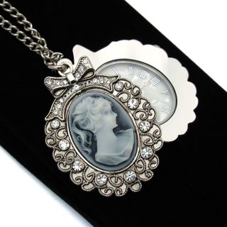 Fabulous V&A Ladies Oval Cameo Style Pendant Watch Necklace Victoria 