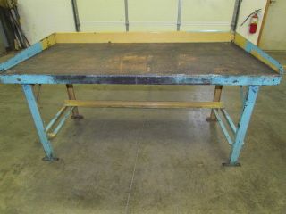 Vintage Industrial Steel Workbench w/ 35x72 Butcher Block Drawers 35 