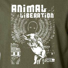 Animal Liberation Front T shirt ANGEL HOLDING SHEEP Peter Singer 