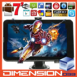 Android 4.0 Tablet 1024x600 Multi Touch HDMI GPS 1GHz Dual IM 3G 