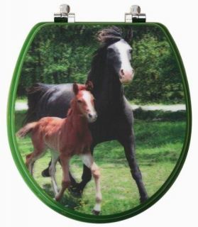TopSeat Custom 3D Horse Image Designer Toilet Seat W/ Chrome Hinges 