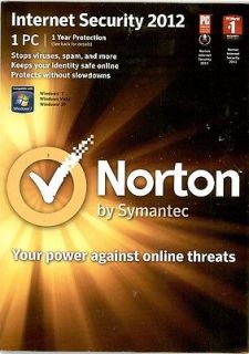 Norton Internet Security 2012 Free 2013 Upgrade Retail 1 PC / 1 Year 
