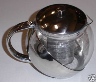 Stainless Steel Glass Teapot Tea pot w/ Strainer 4.5 CUP 1100ML 