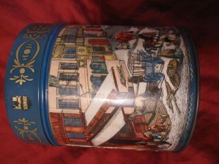 VINTAGE COLLECTIBLE SCHMIDT ROUND TEA TIN CANISTER Caddy Box GERMANY