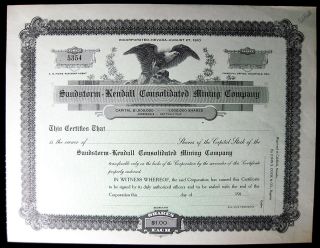 Sandstorm Kend​all Consolidated Mining Co Goldfield Nevada Stock 