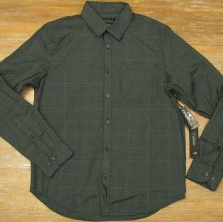 NEILL Mens PARAMOUNT Dark Gray Plaid Cotton/Poly LS Button Front 