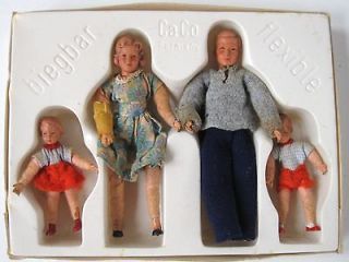Vintage German Early CACO Miniature Doll house Dolls Family Girl Boy 