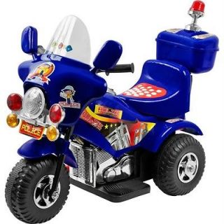 Blue Police Emergency Chopper Kids Electric Ride on Motorcycle Power 3 