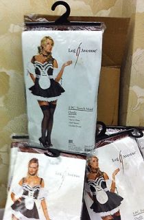   Ever French Maid Costume Puff Sleeves Dress Apron Feather Duster S
