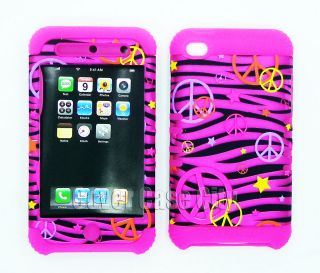   Signs Pink Zebra Print Case 2 in 1 Hybrid Cover For Apple iPod Touch 4