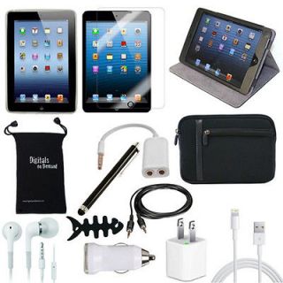   ACCESSORY BUNDLE FOR APPLE IPAD MINI LEATHER COVER CASE CHARGER STYLUS