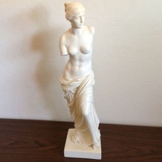 Alabaster Faux Santini Marked Italy Female Sculpture “Venus de Milo