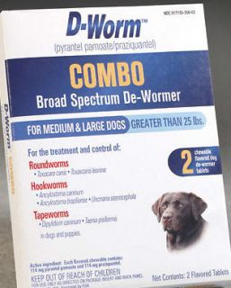 WORM COMBO BROAD SPECTRUM De WORMER MED TO LG DOGS GREATER THAN 25 
