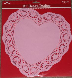   LOT 26 2 Pks 16 PINK & 10 BRIGHT RED 10 HEART PAPER LACE DOILIES LOVE