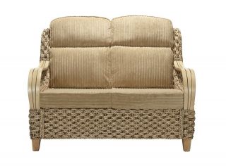  RATTAN GARDEN / CONSERVATORY FURNITURE 2 SEATER SOFA COUCH 