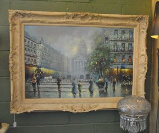 Parisian Street Scene, Oil on Canvas, Circa 1950s by W. Brower