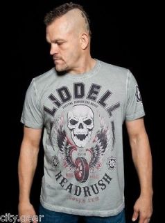 Headrush CHUCK LIDDELL Collection SKULL RACER MMA Shirt CHARCOAL Size 
