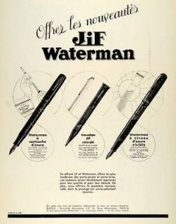 1936 Ad JiF Waterman French Fountain Pen Writing Ink Office Utensil 