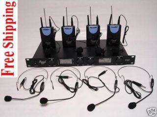 Deluxe 4 Channel VHF wireless Microphone Mic System