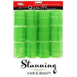 12 x 48mm Velcro Rollers, Large Green   By Hair Tools, Cling Roller
