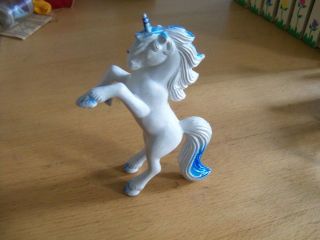 Unicorn Fantasy Horse white & blue Vinyl Toy Figure 5 tall