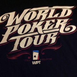 World Poker Tour Mens Shirt L WPT Texas Holdem Black Ace Of Spades 