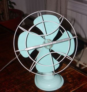 Rare Vintage Mid Century Westinghouse Fan Turquoise cool look