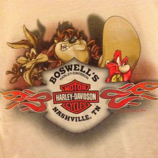   Nashville T Shirt Mens Small Looney Tunes Motorcycle Wiley Taz
