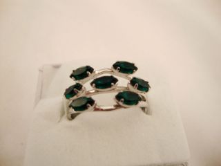 COVENTRY Emerald Green Rhinestone Adjustable Silvertone Ring Sarah 