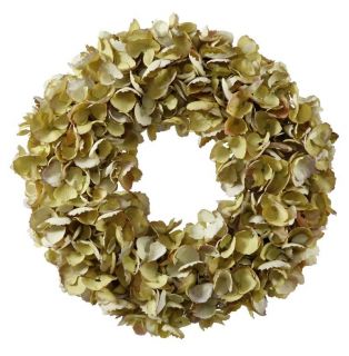 Wreath Dried Hydrangea 16 Green Faux Floral Decor