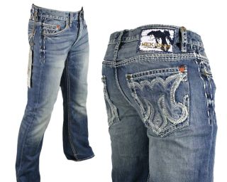 MEK Denim Jeans Mens WASHINGTON medium blue bootcut button fly 