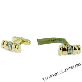 Cartier Tri Color Gold Cylinder Cufflinks with Diamonds