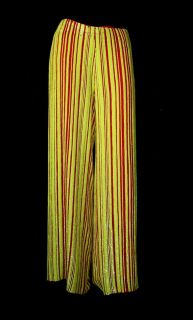 FENDI : Red Yellow SEQUINED STRIPED WIDE LEG PANTS ~ SIZE 4