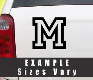 Athletic Font Intitial Letter M Vinyl Decal Sticker   Multi Colors 3 