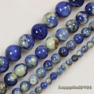 Natural Sodalite Gemstone Round Ball Loose Beads 15.5 4mm,6mm,8mm,10 