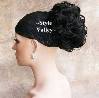 Short Black Ponytail Extension Hairpiece CURLY Claw Clip in on Hair 