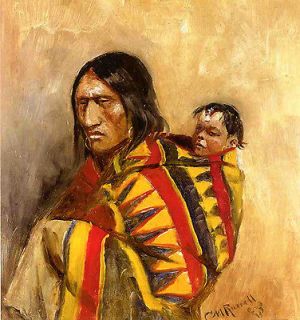 CM Russell Stone in Moccasin Woman circa 1888 1890   Stretched Giclee 