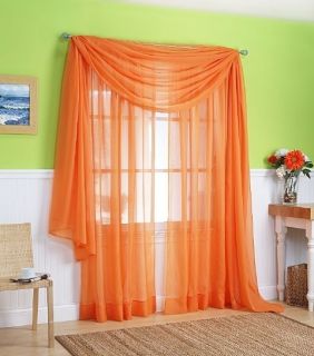 Solid Orange Voile Sheer Window Curtain/Drape/​Panels/Treatme​nt
