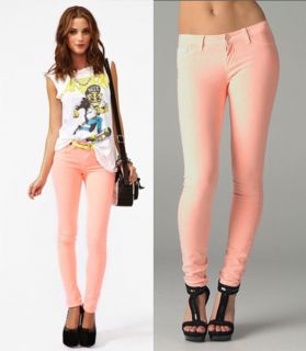   Colored NEON ORANGE Chic STRETCH Skinny Pencil Jeans Denim Pants NWTs